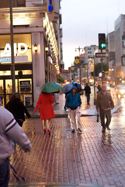 The rainy streets of Los Angeles
